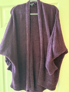 Express Open-Front Plum Knit Cardigan